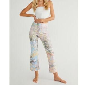 Free People Lefty High Rise Flare Pants Pastel Multi NWOT